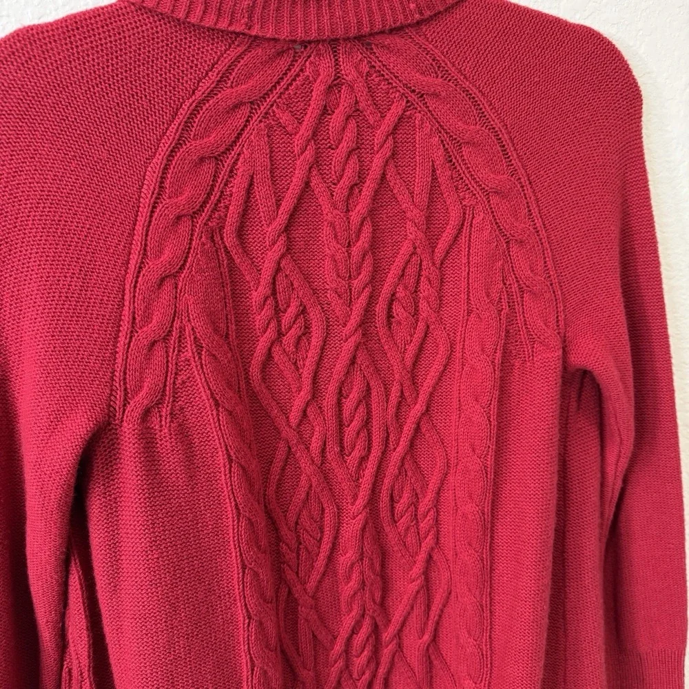 Talbots Cardigan Sweater Womens Petite Size M Red Knit Long Sleeves Wool Blend